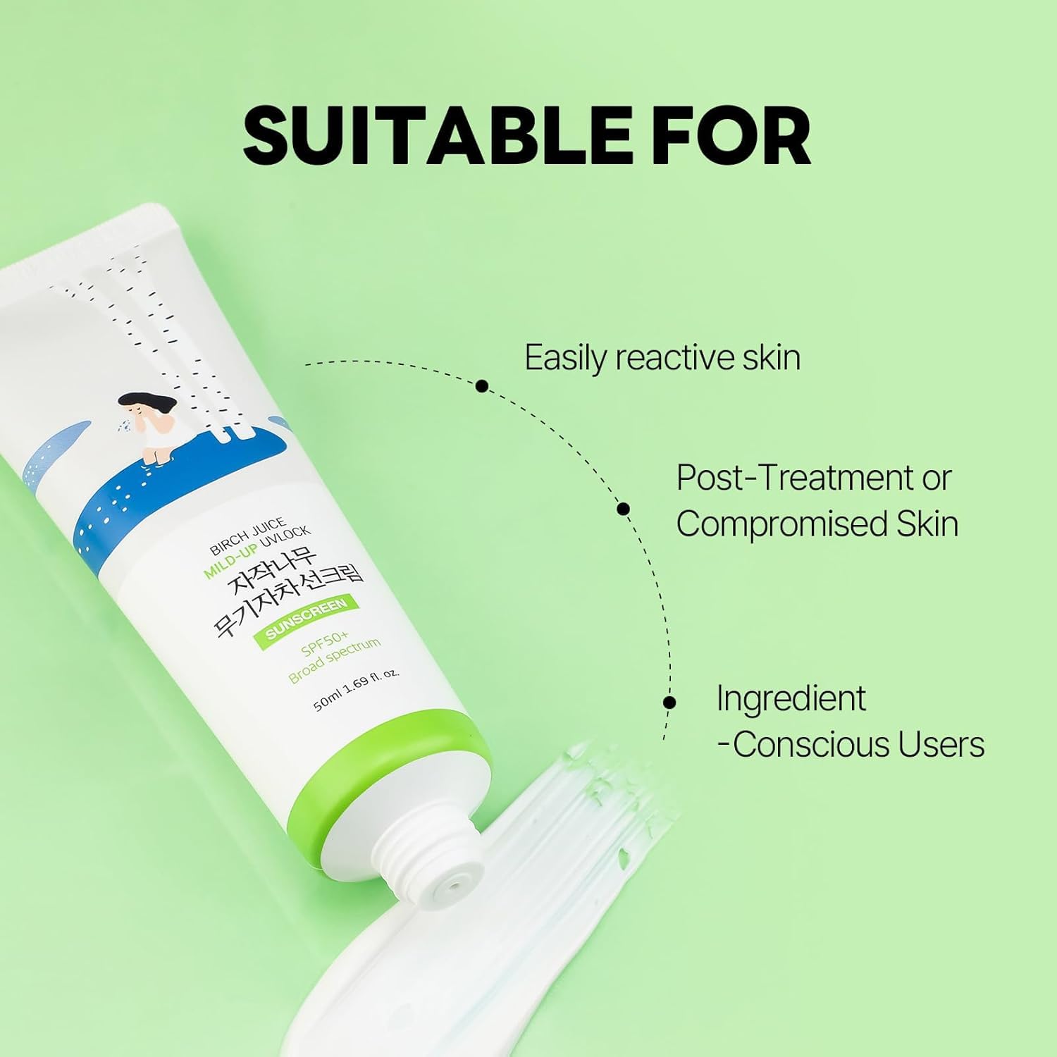 ROUND LAB Birch Juice - Delikatny krem przeciwsłoneczny z blokadą UV 50 g | Szerokiespektrum SPF 50+, mineralny tlenek cynku, dla skóry wrażliwej, koreańska ochrona przed słońcem