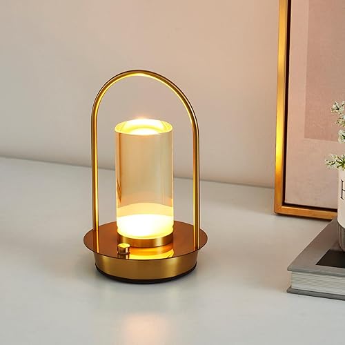 Lámpara de mesa inalámbrica, atenuación continua y de 3 colores con control táctil, recargable portátil para uso en interiores y exteriores, luz de