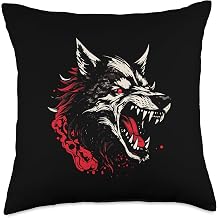 MerchByCraig Angry Aggressive Wolf Throw Pillow, 18x18, Multicolor