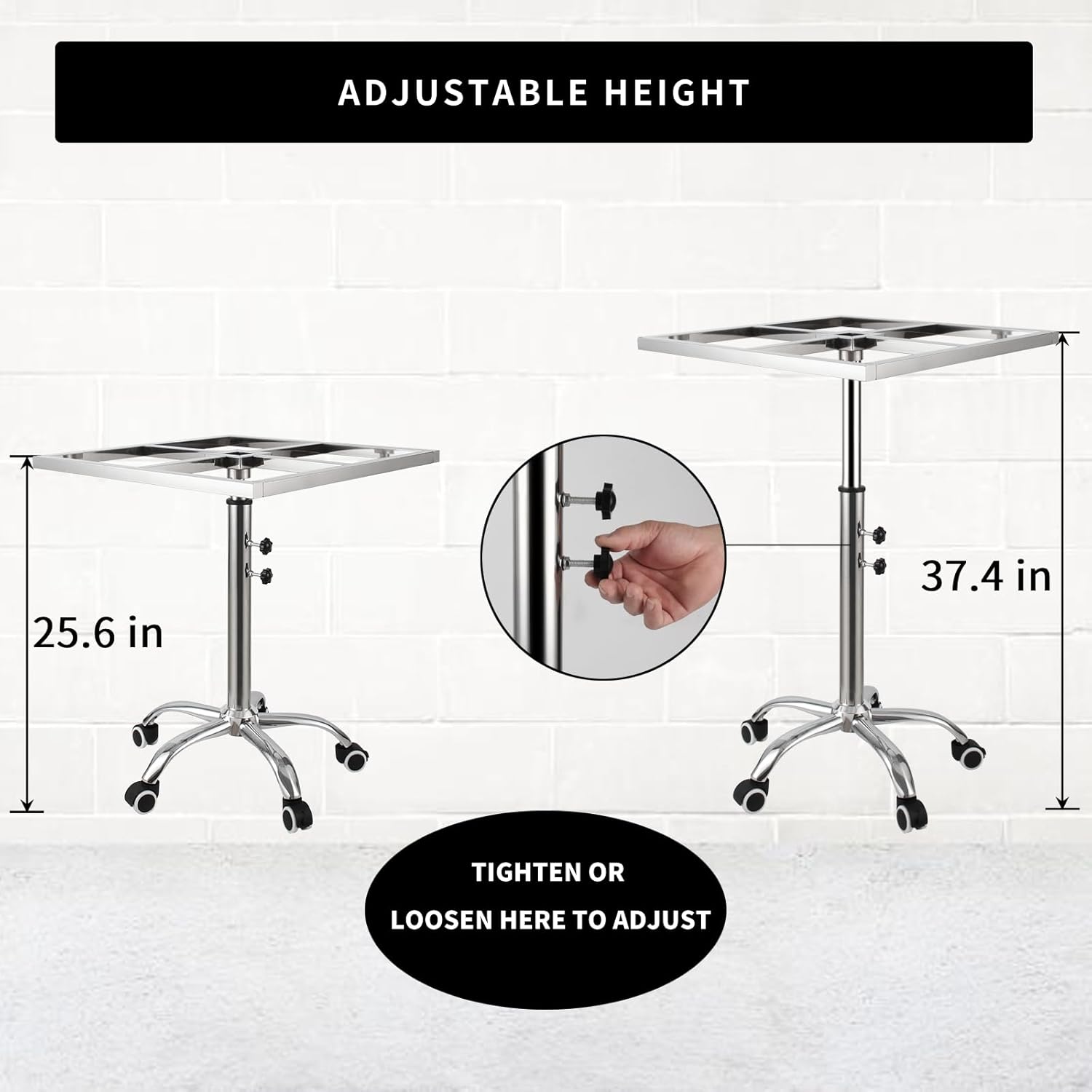 360° Rotating Spray Paint Stand, 25.6-37.4in Height Adjustable, Stainless Steel Lifting Spray Painting Table for Door and Car Body Spraying