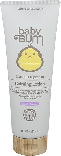 Baby Bum Loción calmante | Loción corporal hidratante para bebé para piel sensible con manteca de karité y cacao | Fragancia de coco lavanda | Sin