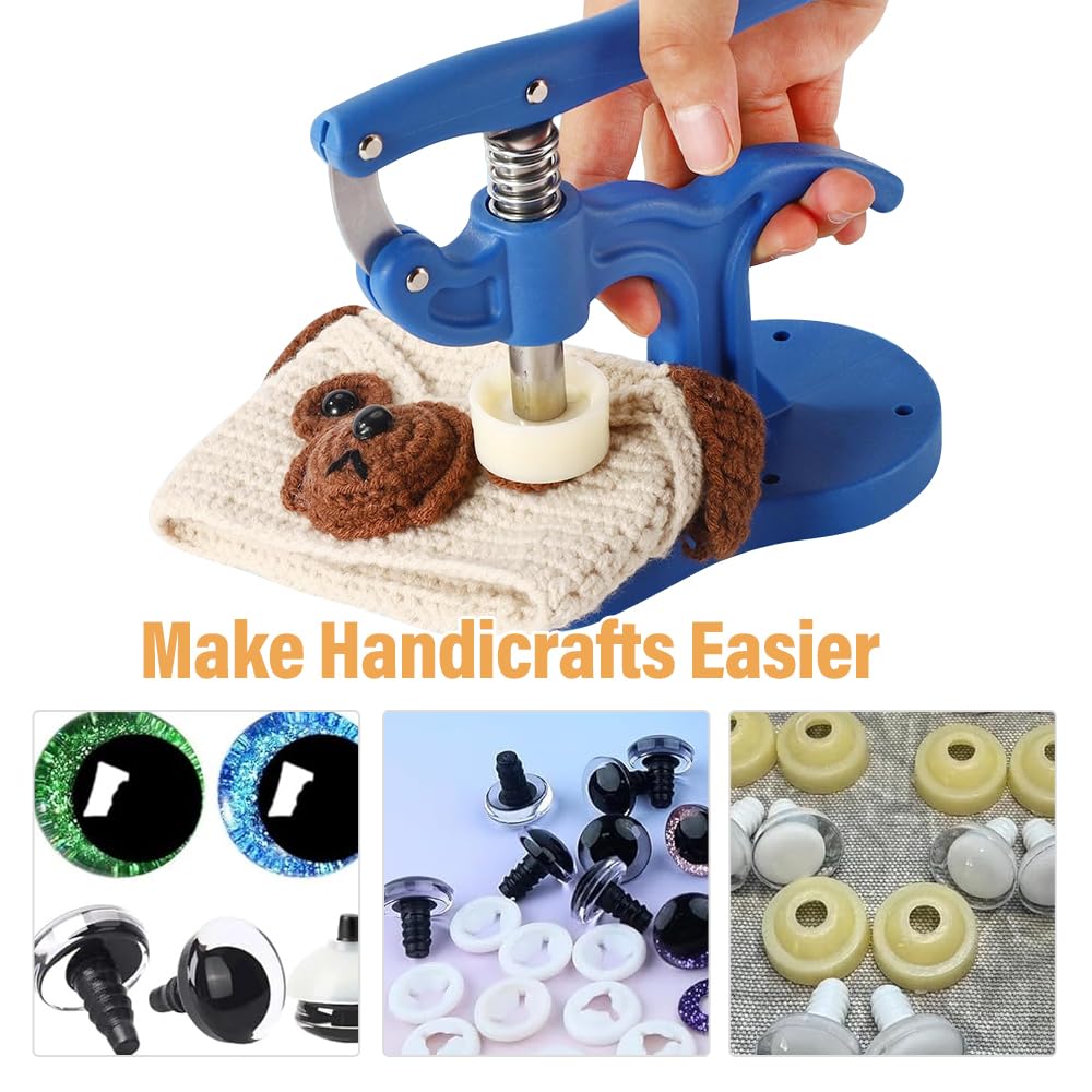 Sicherheitsaugen-Werkzeug, Montagewerkzeug für Sicherheitsaugen Häkeltiere 5–45mm, Amigurumi Augen Tool für Knopfaugen Steckaugen Kuscheltiere Häkelpuppen, DIY Puppenaugen Bastelideen