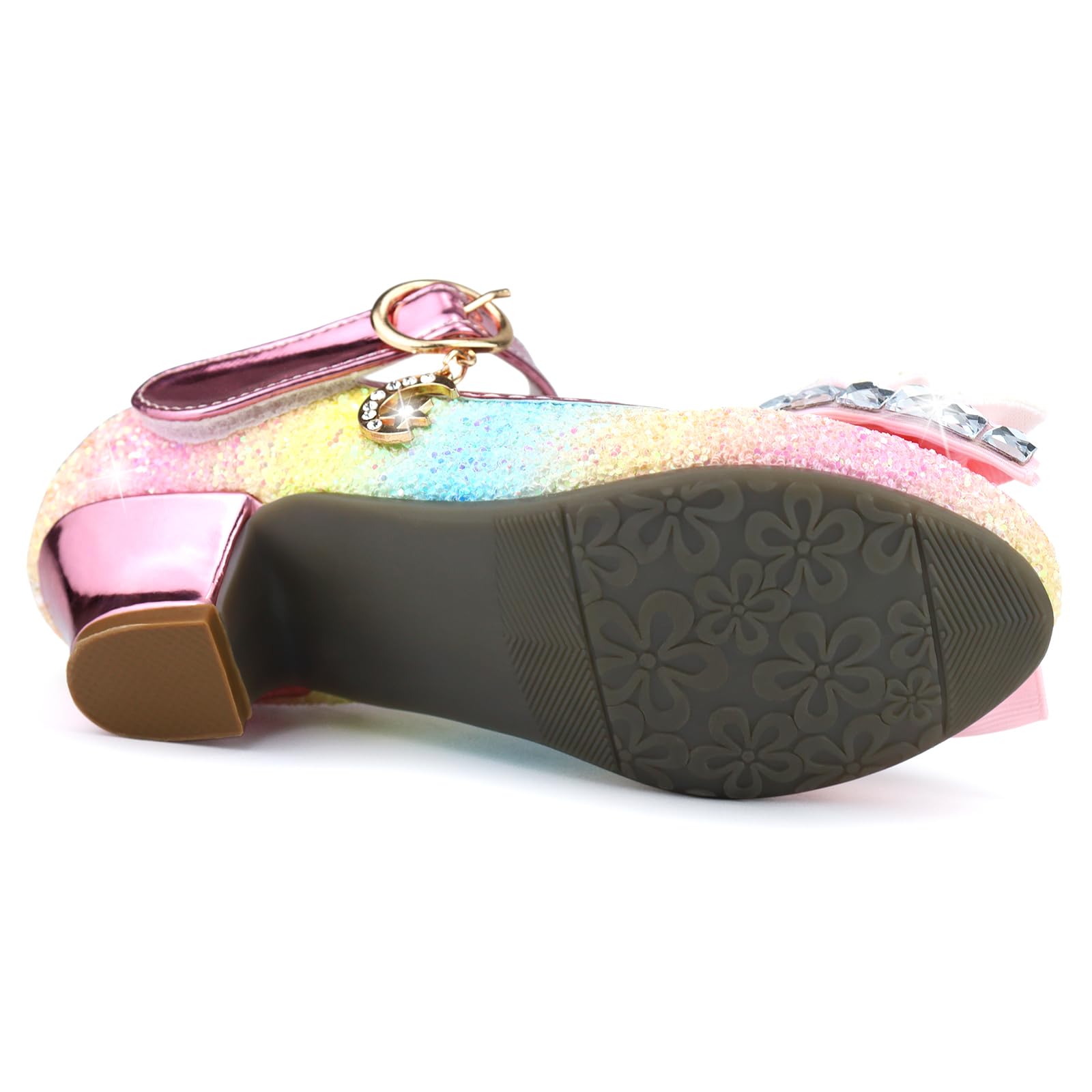 Disfraz Princesa Zapatos Zapatillas de Lentejuelas Antideslizante Niñas Zapatos de Tacón Zapatillas de Baile para Vestir Fiesta Cumpleaños Boda Infantil 26-38