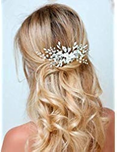 Peineta para el cabello de novia de cristal con diseño de flores blancas, accesorios para el cabello de novia para mujeres