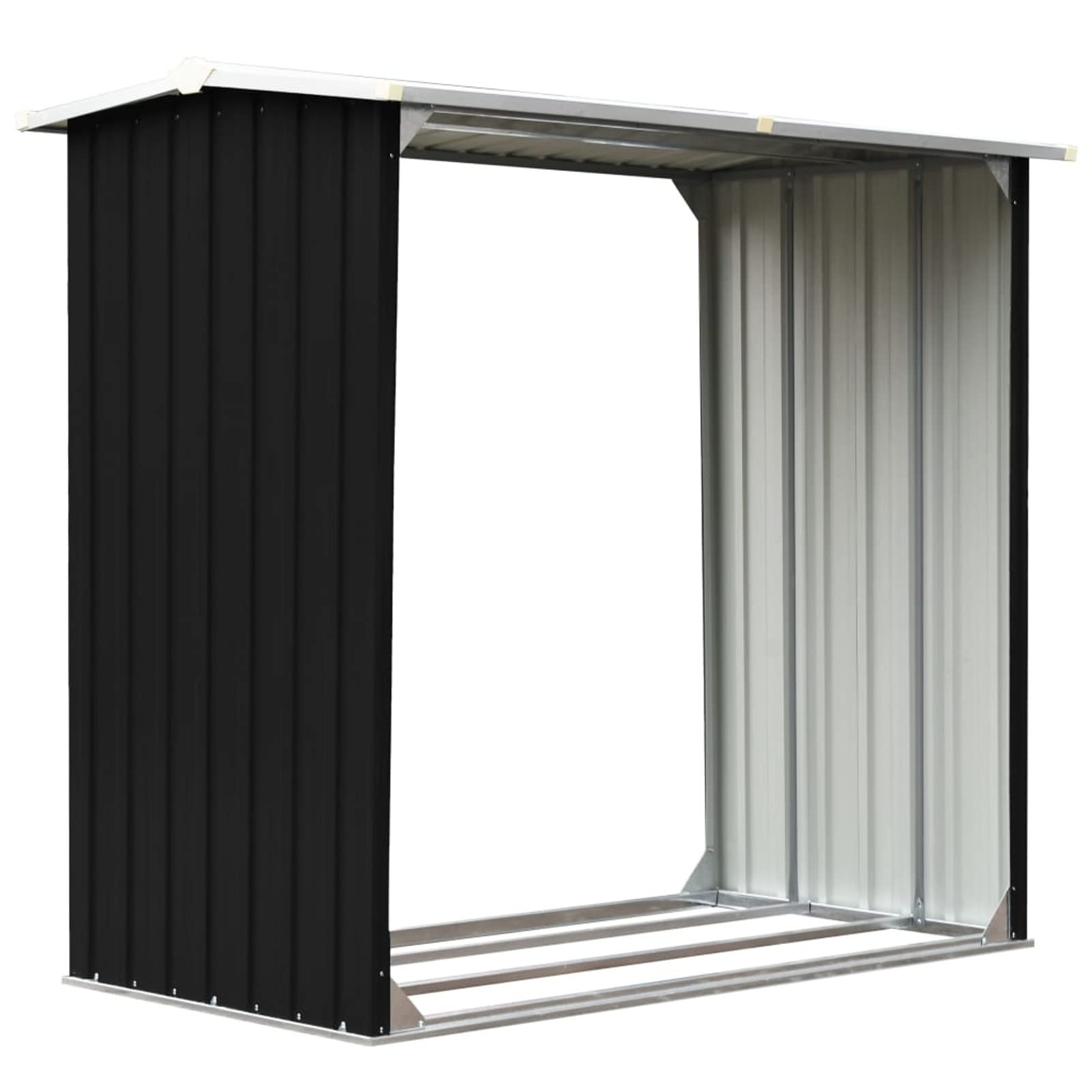 Homgoday Caseta de jardín para leña Acero galvanizado Gris 172x91x154 cm Leñera Registro de Leña, Estantería para leña de Chimenea para Interior y Exterior Soporte de Madera