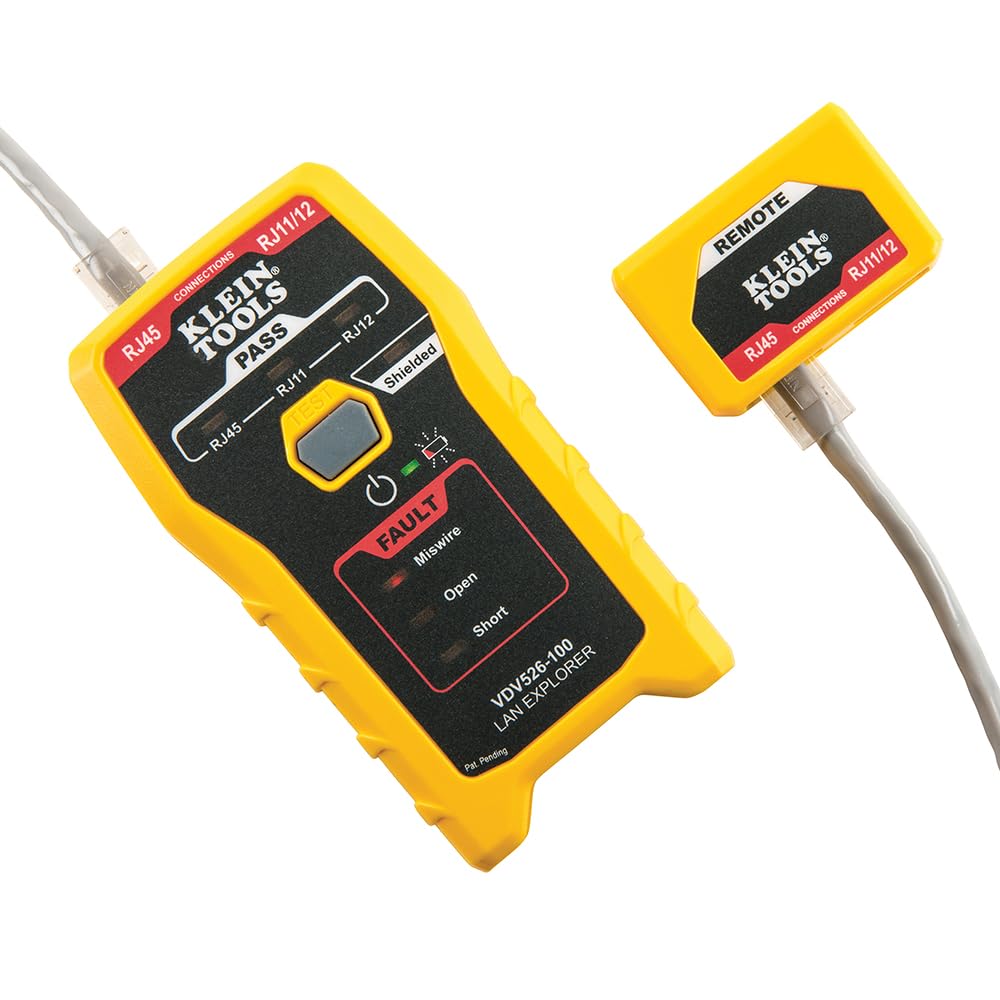 Klein Tools VDV526-100 | Testeur De Cables LAN Explorer Pour Donnees Et Voix Avec Telecommande | Test Continuite Et Defauts RJ11 RJ12 RJ45 | Indicateurs LED | Piles Incluses