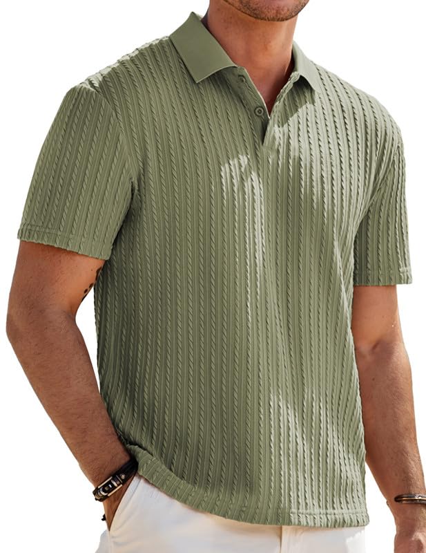 Elegancity Herren Poloshirts Grün Kurzarm Einfarbig Strick Sommer Golf Shirt Freizeit T Shirts Regular Fit Urlaub Polohemd XL