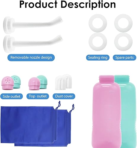 Miniatura 10 de RUFCRIL Peri Bottle - Bidé de viaje portátil con bolsa, material TPE se puede hervir, 17 onzas  16.9 fl oz con 2 anillos de sellado, esenciales para