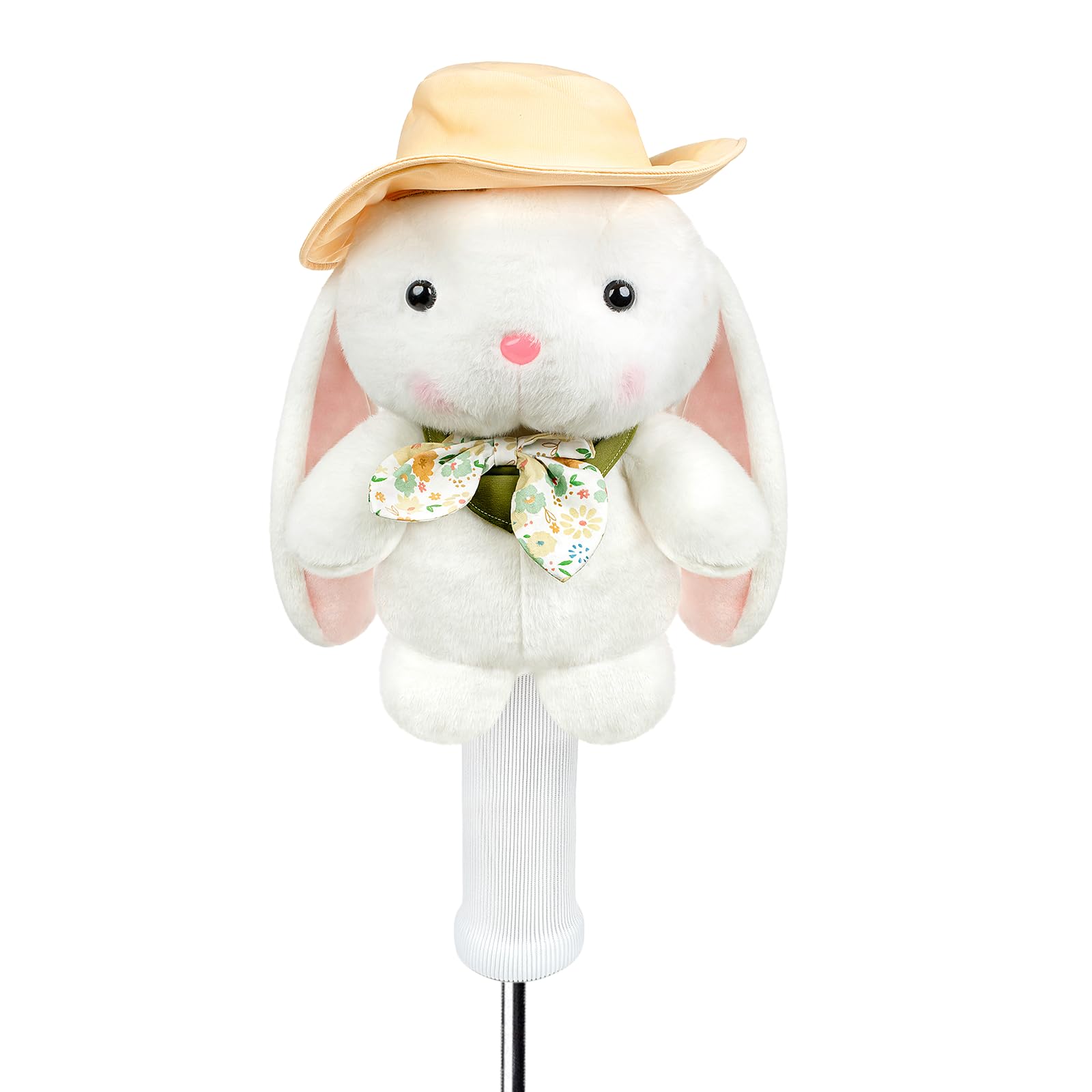 RLOMUTE Novelty Golf Head Covers for Driver & Woods, Cute Plush Animal Driver Head Cover Soft 460cc Golf Headcovers Funny Gift for Men Women Kids Golfers, White Rabbit โ image 1
