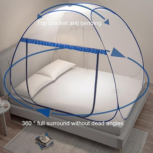 Miniatura 5 de Mengersi Tienda de campaña desplegable de mosquitera para cama, toldo de cama con parte inferior de red, tienda de campaña de mosquitera, cama,