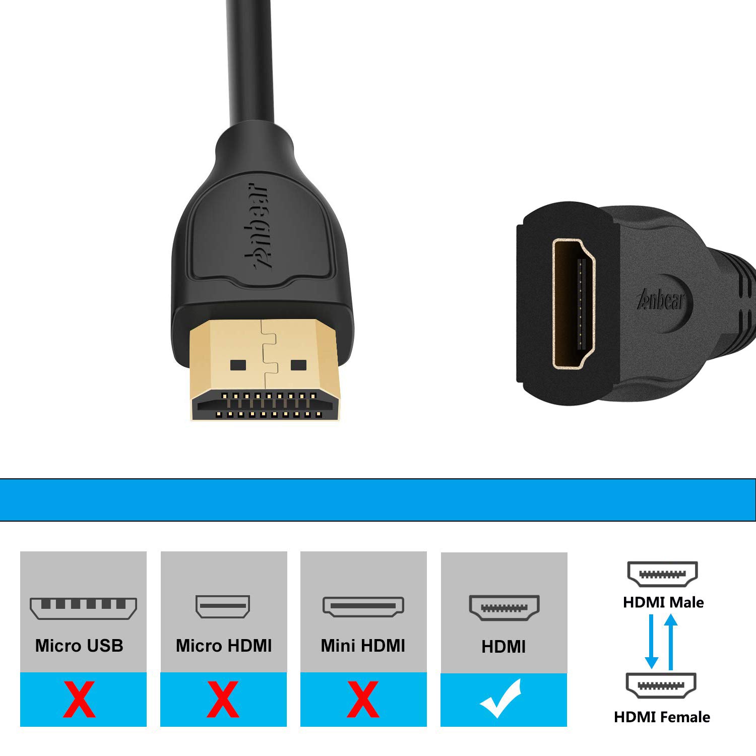 Cavo di prolunga HDMI 4 K da 2 m, cavo HDMI ad alta velocità 4 K a 60 Hz (da maschio a femmina), compatibile per Xbox One, PS5, PS4, Roku TV Stick, lettore Blu-Ray