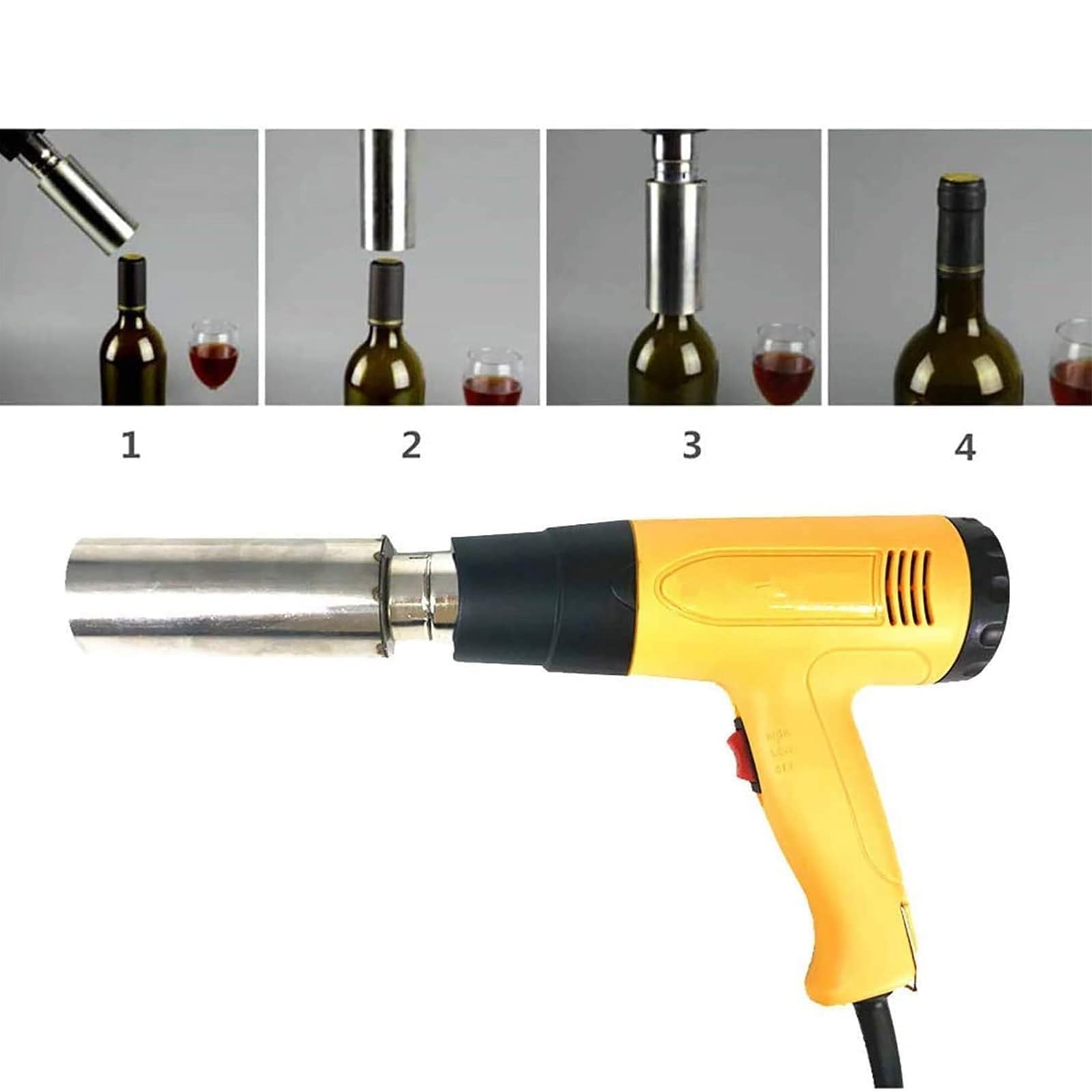 Pistola retráctil para cápsulas de vino, máquina termocontraíble de cápsulas de PVC de mano, máquina para envolver botellas de vino de 50 mm, termorregulación de trabajo de 50-550 ℃, para envolver