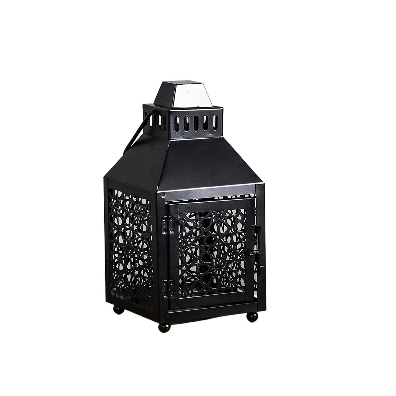 Decorative Lanterns Black Wrought Iron Wind Lamp Candle Holder Home Decoration Tabletop Without Candles(S)