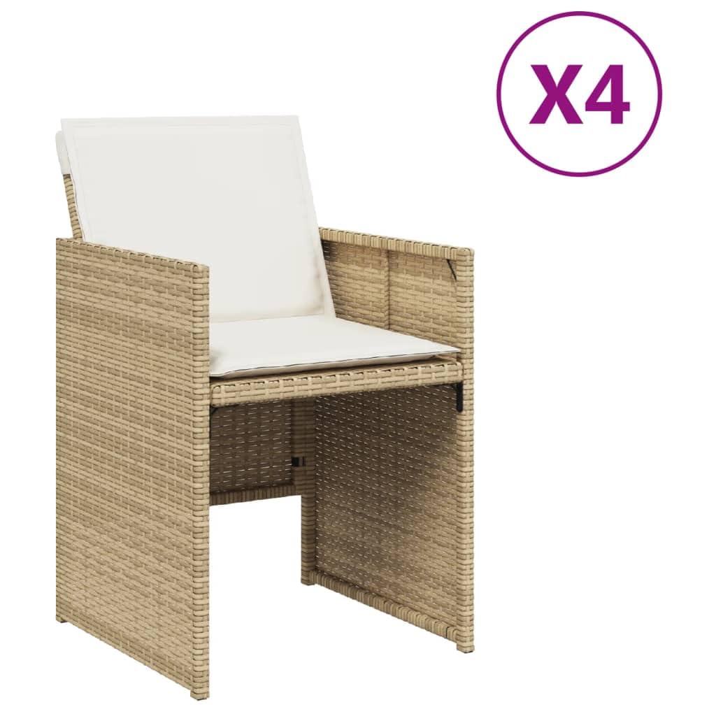 Sillas de jardín con cojines (4 unidades), color beige