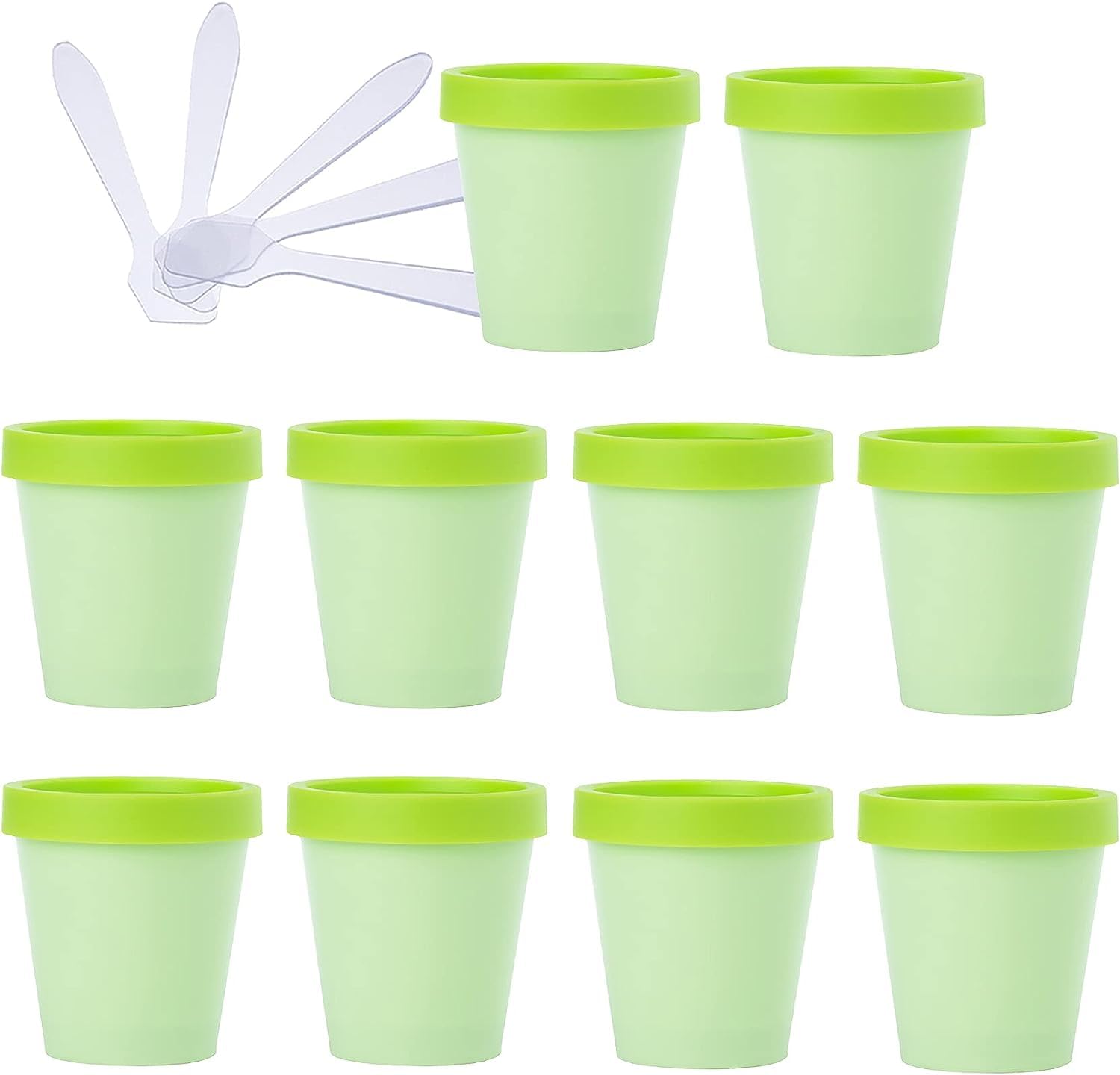 FLYIODFCXV cosmetic jar, 10 PC Plastic Storage Jars with Inner Liner for Body Hand Face Cream Lotion Gel 5X Spatula(Green,200ml)