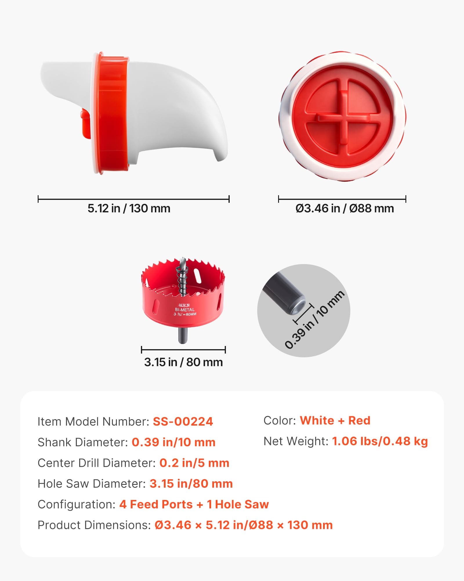 VEVOR DIY Futterautomat Hühner, 4x Futteröffnungen, abfallfreier Geflügelfutterspender mit Deckel, robuster Stahllochsäge, Gummidichtungsring, Ideal für Eimer, Fässer, Behälter & Tröge