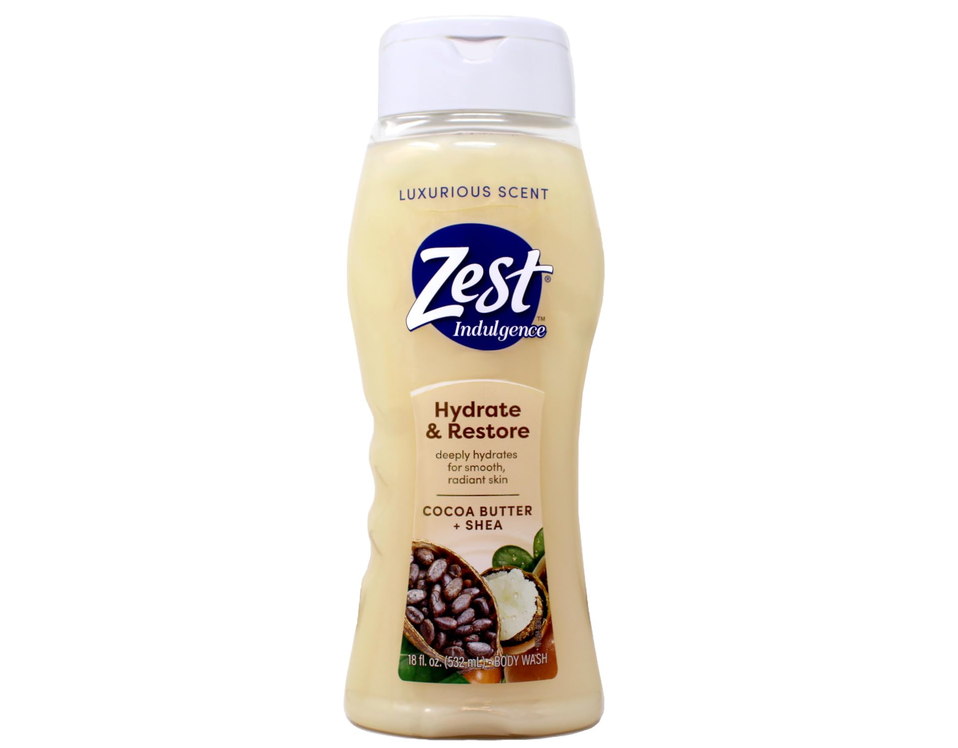 Zest Body Wash, Creamy Cocoa Butter & Shea, 18 Fl Oz Cocoa Butter & Shea 18 Fl Oz (Pack of 1)
