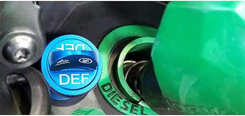 Miniatura 9 de Paquete combinado de tapa de combustible de aluminio Illlet, tapa de combustible diésel para Dodge – Tapa magnética verde diésel y tapa DEF azul