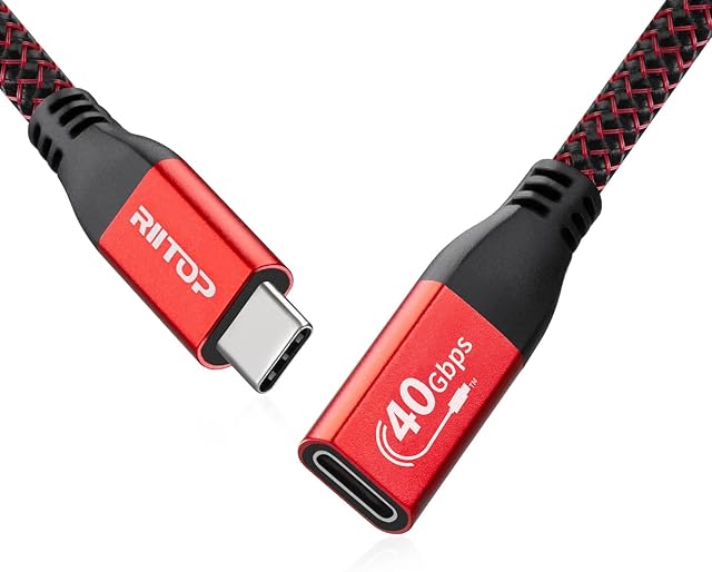 USB4 Extension Cable 1FT, 40Gbps 100W,Compatible with Thunderbolt 4 and USB C Cable, PD 100W(20V/5A) Fast Charging, 8K@60Hz Video for Monitor, Mac Studio Display, Macbook Air,eGpu,Thunderbolt Docking