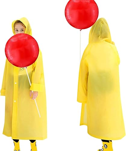 La decoración de Halloween incluye disfraz de Halloween, chaqueta impermeable amarilla y kit de globo reutilizable con palos de globo con tazas para