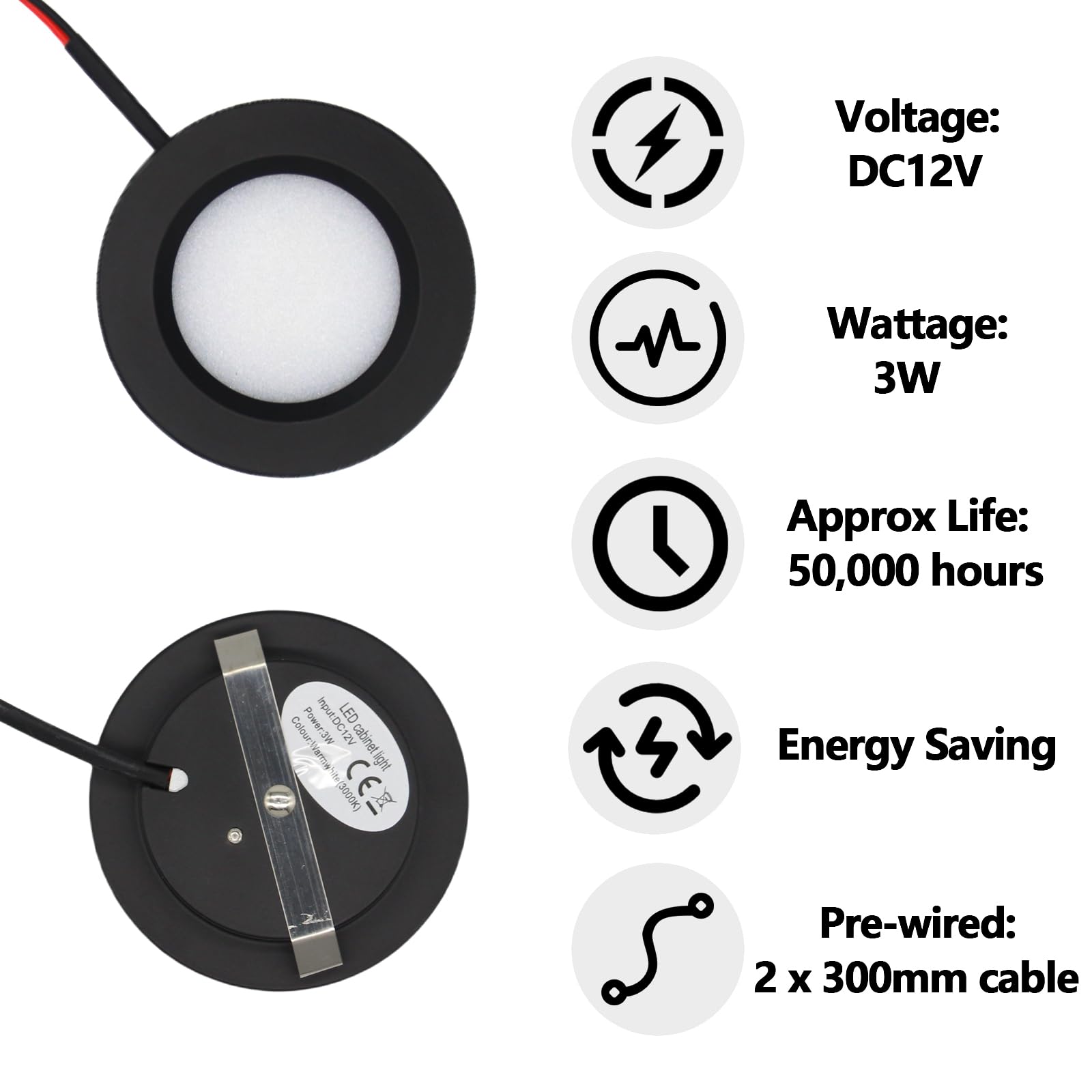 12V Campervan Encastré LED Mont Plafond Lumières Dimmable Lumières Tache 3W 3000K Lumière Chaude Pour T4 T5 Caravane Bateau Yacht Caravane Cabine Sous CRI 92+ 6 Pièces Noir