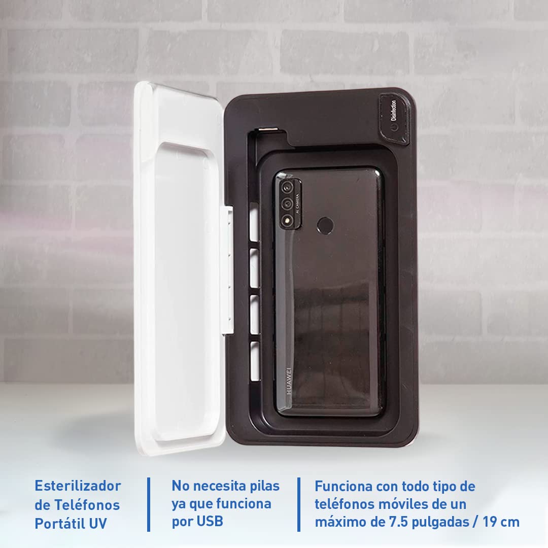 Ozono Hogar - Esterilizador UV para Teléfonos - Desinfecta tu Móvil tanto Android como IOS - Portátil - Conexión por USB - Desinfectante que Elimina Gérmenes, Bacterias y Hongos