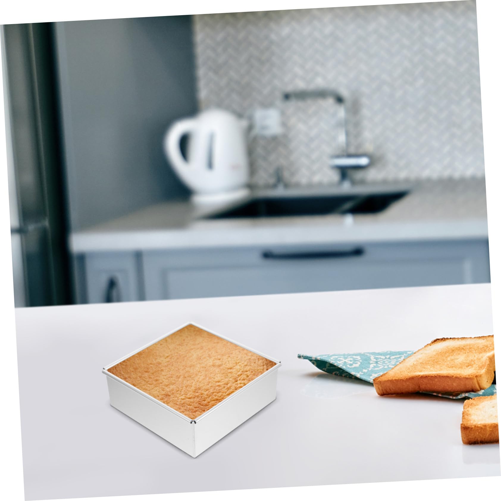 Alipis Molde de Pastel Cuadrado de Aleación de Aluminio 2 Piezas Plata