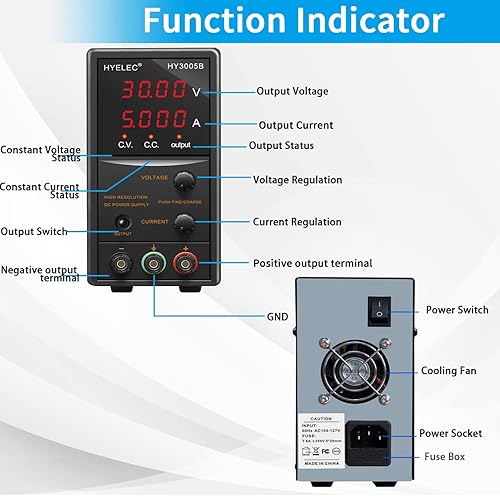 Miniatura 2 de Fuente de alimentación de CC variable, fuente de alimentación de banco de CC regulada de conmutación ajustable de 30 V 5 A con pantalla LED de 4