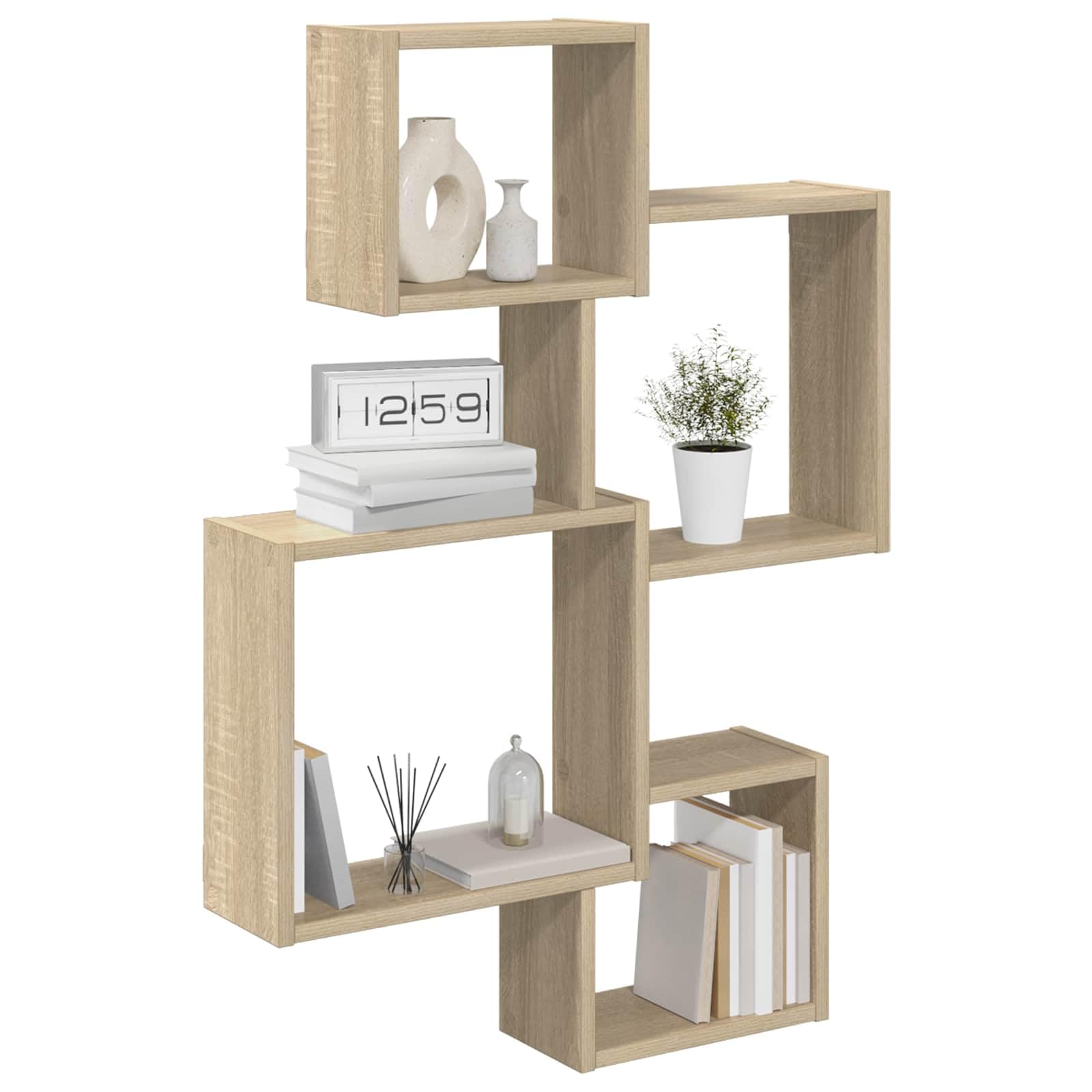 vidaXL Mensole Cubo da Parete A parete Marrone 64 x 13,​5 x 91,​5 cm, Soggiorno, mensola rettangolare, design moderno, grande capacità, organizer a cubo, mobile funzionale