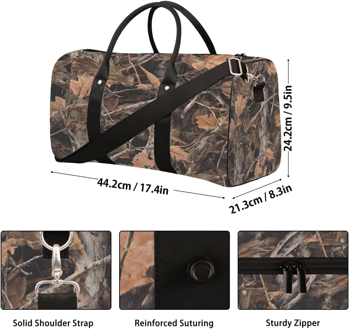 Travel Duffel Bag, Sports Tote Gym Bags Forest Leaf Camouflage Weekender Bag Carry on Luggage Handle Overnight Shoulder Bags for Women Men,B-09
