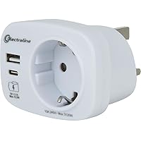 Electraline 70037 Adattatore da viaggio per Regno Unito, spina tedesca