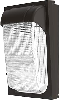 Lithonia Lighting 7.5" Mini LED Wall Pack Outdoor Light Fixture, Building Wall Light, Adjustable Lumens, 5000K Daylight, MVOLT 120-277V, IP65, Glass Lens, Bronze (TWX1 LED ALO 50K MVOLT DDBTXD)