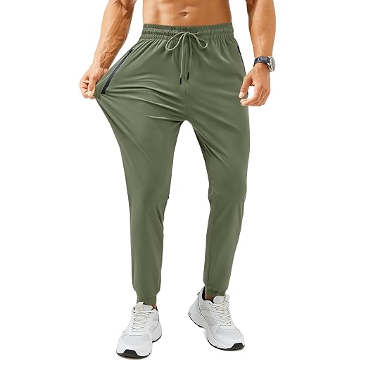 Mens Sweatpants with Zipper Pockets Lightweight Athletic Joggers for Workout Running Gym Track Casual Wear
