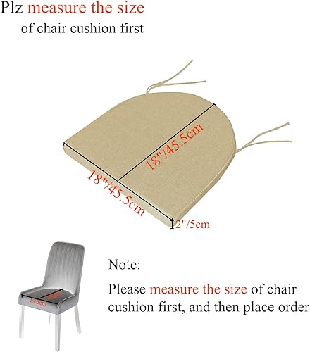 Miniatura 2 de Almohadillas para sillas de 18 x 18 pulgadas para sillas de comedor, paquete de 2 con lazos, antideslizantes, lavables, con cremallera, cojines para