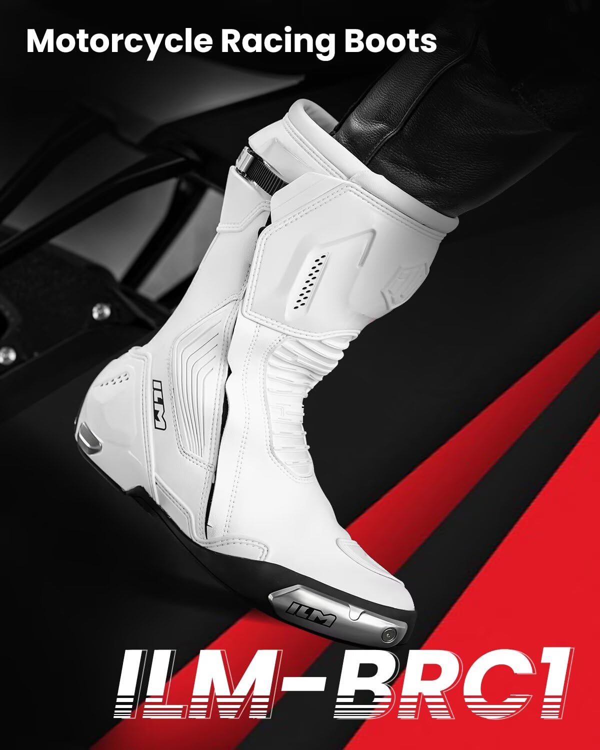 ILM Bota de Moto Hombre Mujer Doble Estructura Transpirable Ventilación Mejorada Antideslizantes Protección CE Modelo BRC1
