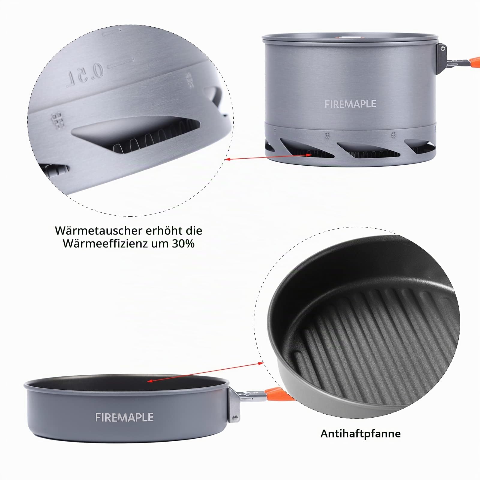 Fire-Maple Feast Series Camping-Kochgeschirr-Set | Outdoor-Kochset mit Topf, Wasserkocher, Pfanne, Schalen und Spatel | Premium-Konstruktion | Ideales Chaos-Set für Rucksackreisen, Wandern, Auto-Camping und Notfall