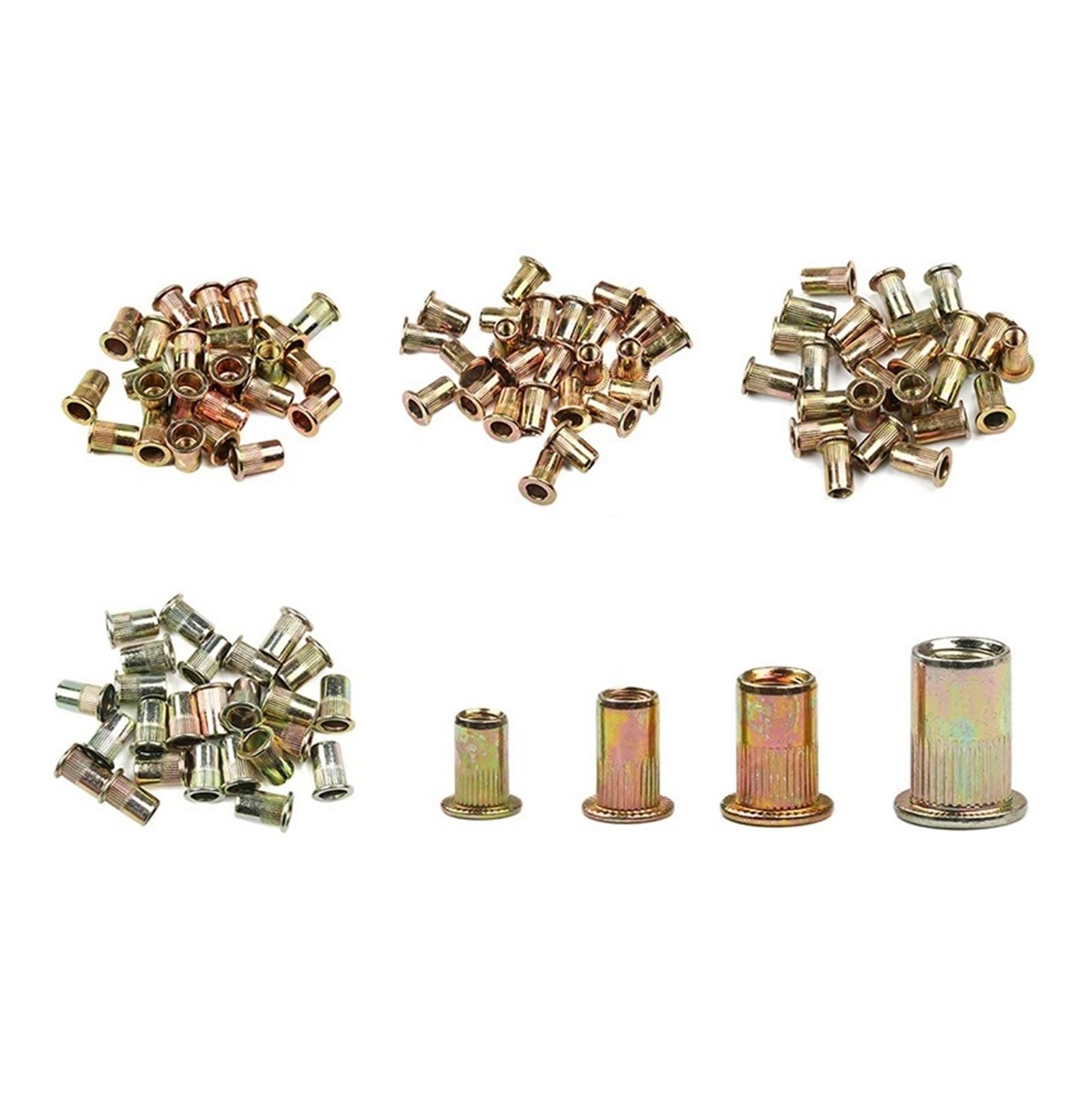 Kit dadi rivetti con dado filettato a testa piatta 15 pezzi in acciaio al carbonio zincato M3 M12(M5)