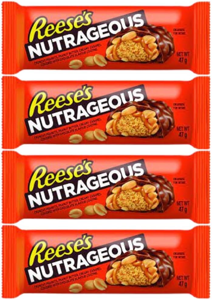 Chocolate Bars Bundle Containing Reese's Nutrageous Chocolate Bar 47g (4 Pack)