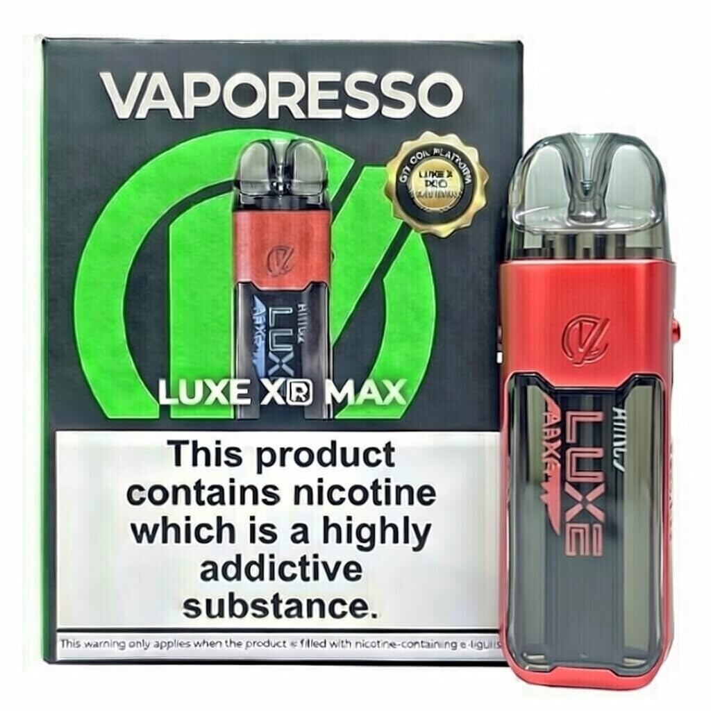 LUXE XR MAX Vape Kit [Red] - Rechargeable Long-Lasting 2800mAh Integrated Battery, 80W Output, GTX Mesh Coils, DTL & MTL Vaping, E Cigarette, Starter Kit, No Nicotine No Liquid