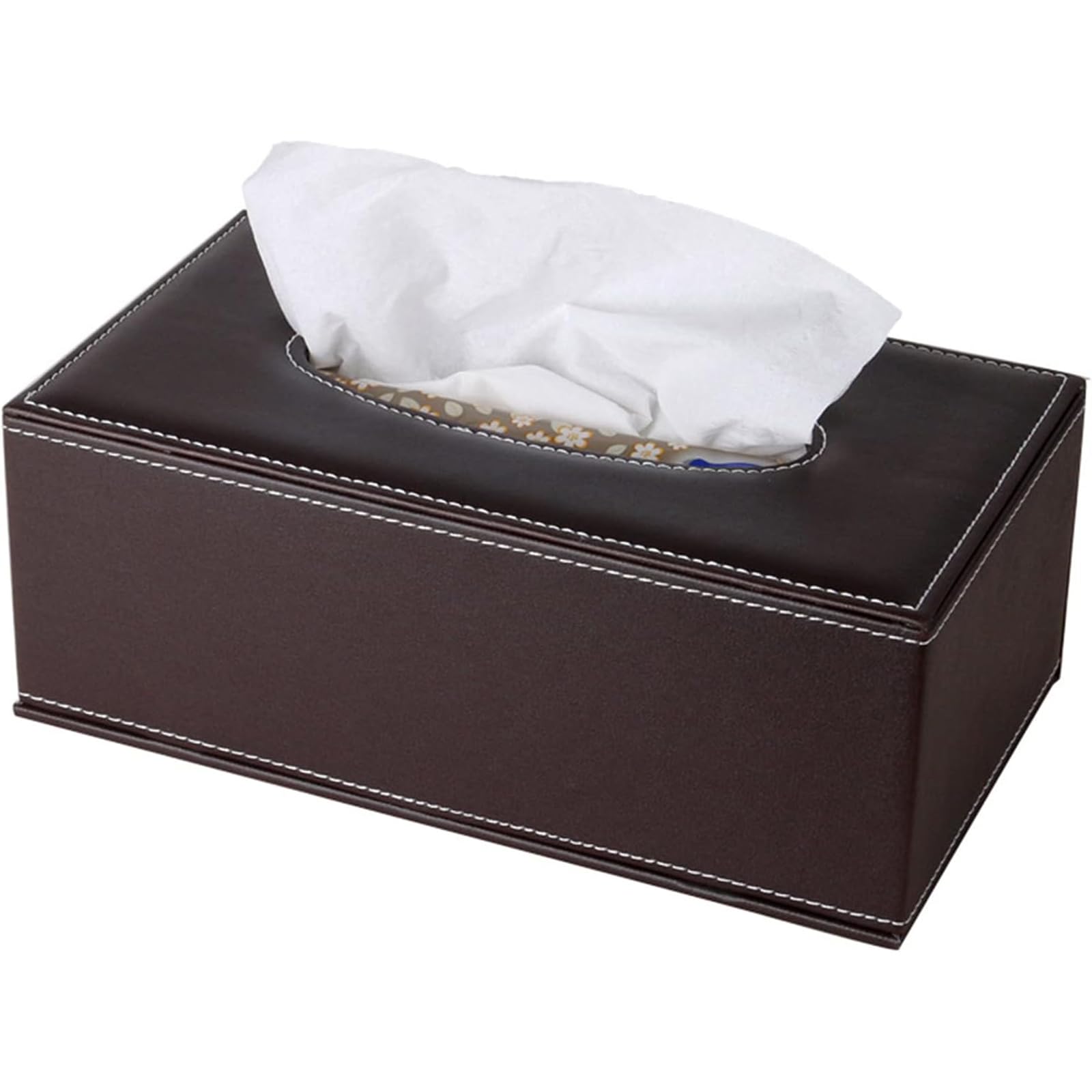 XNONE Tissue Box Cover PU Leather Tissue Box Holder Rectangle Tissue Organizer Napkin Dispenser for Home,Office,Restaurant,Dresser,Car,Bathroom Decor (Brown)