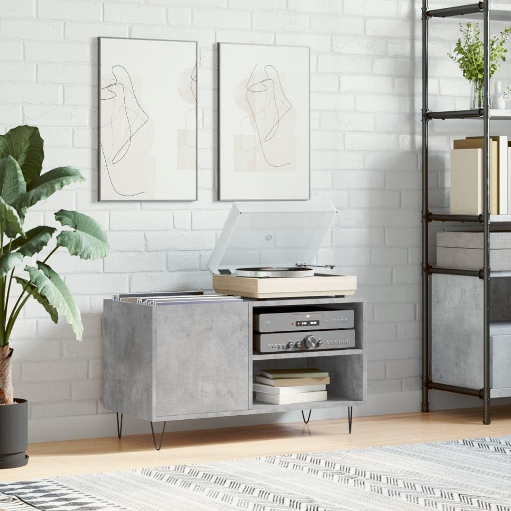 Mobile porta pannelli, 85 x 38 x 48 cm, in legno, per TV, armadietto basso, cassettiera HiFi, per CD, DVD, supporti multimediali, colore: grigio cemento