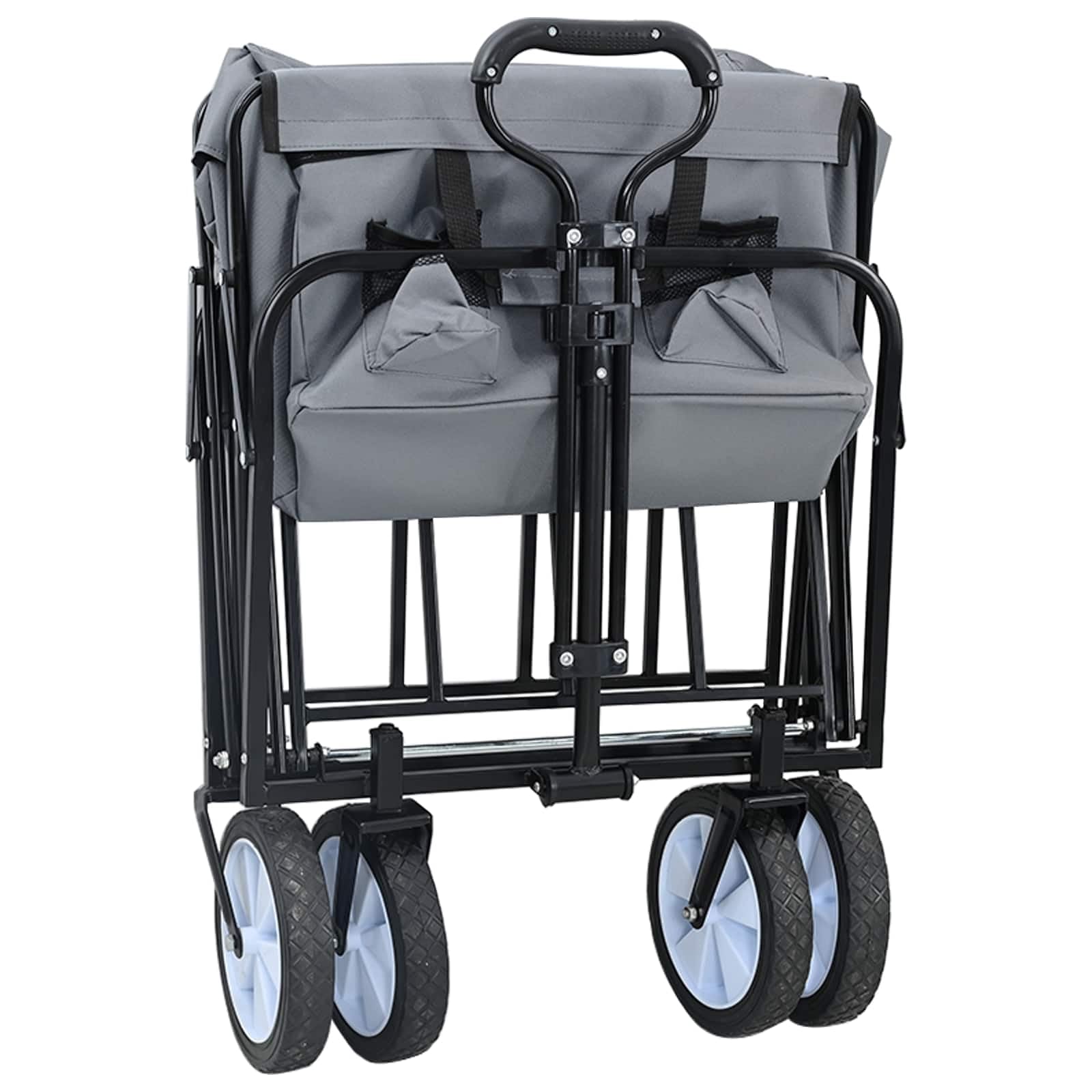 Klapp-Handwagen Grau 94 x 53 x 99 cm Oxford-Stoff mit verstellbarem Griff, stabilem Metallrahmen, leisen 360° Rädern, belastbar bis 200 kg, ideal für Transport, Umzüge, Lager, Garten