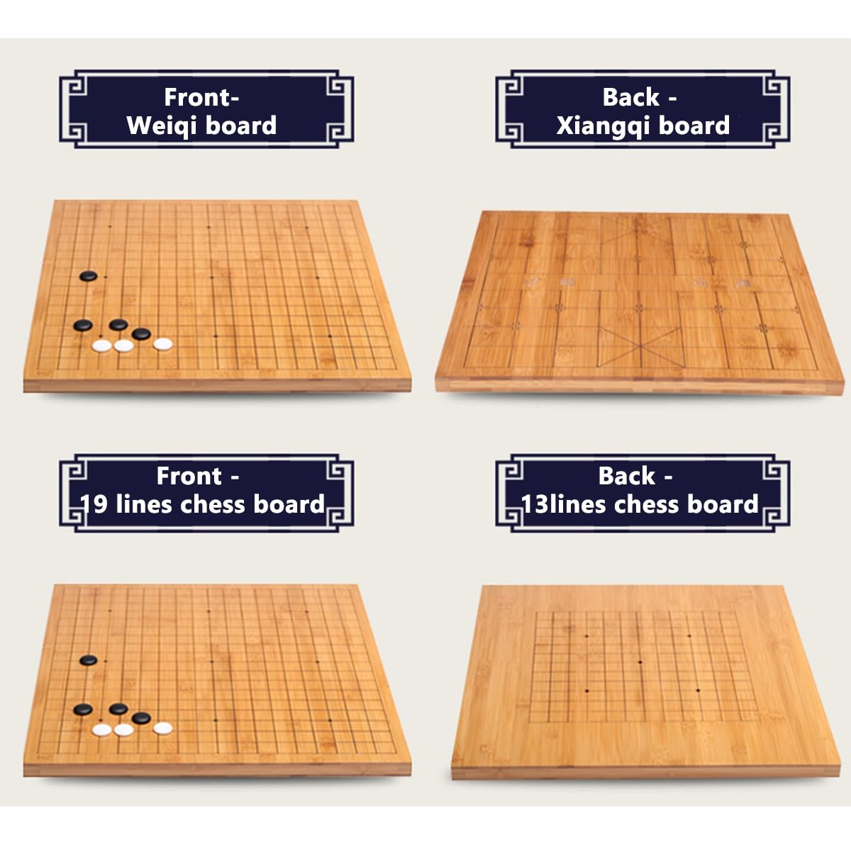 Amazon.co.jp: 五目並べ 木製囲碁ボードゲームセット 19*19/13*13両面