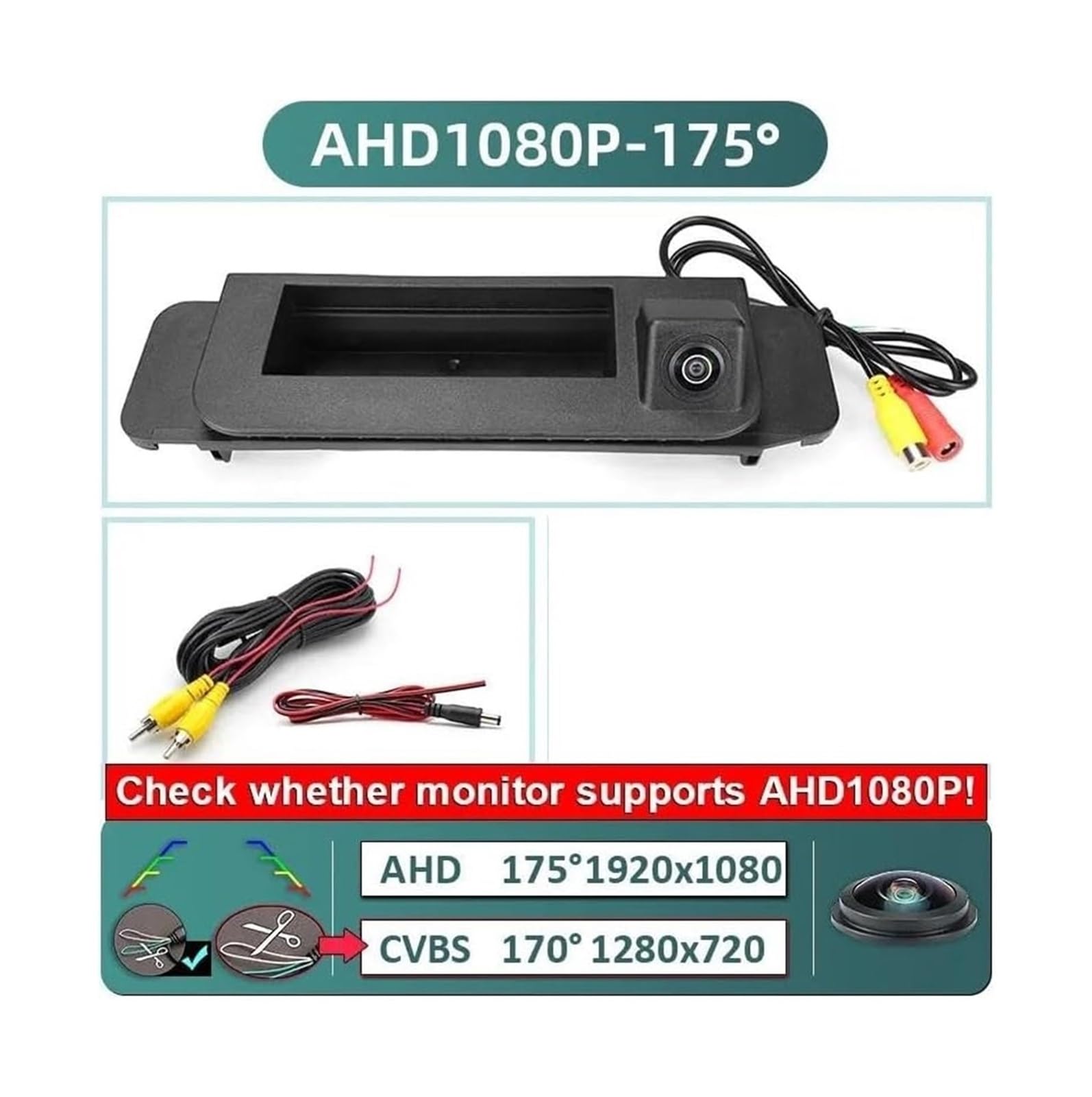 Cámara De Visión Trasera Inversa Para Coche Para Clase C CLA W205 W117 Cámara Visión Trasera(AHD1080P-175deg)