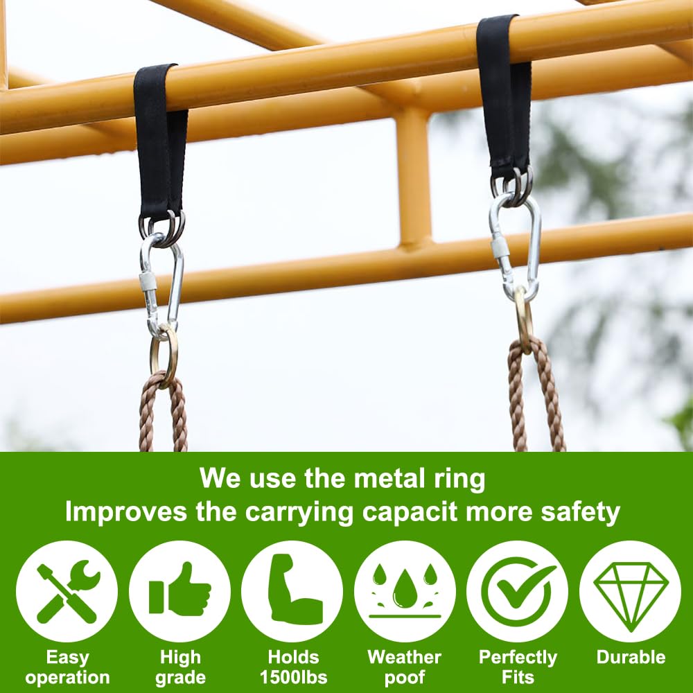 LTSVBO Schaukel Aufhängung 4-teilig - 900kg Tragkraft, Inkl. Karabiner & Gurte