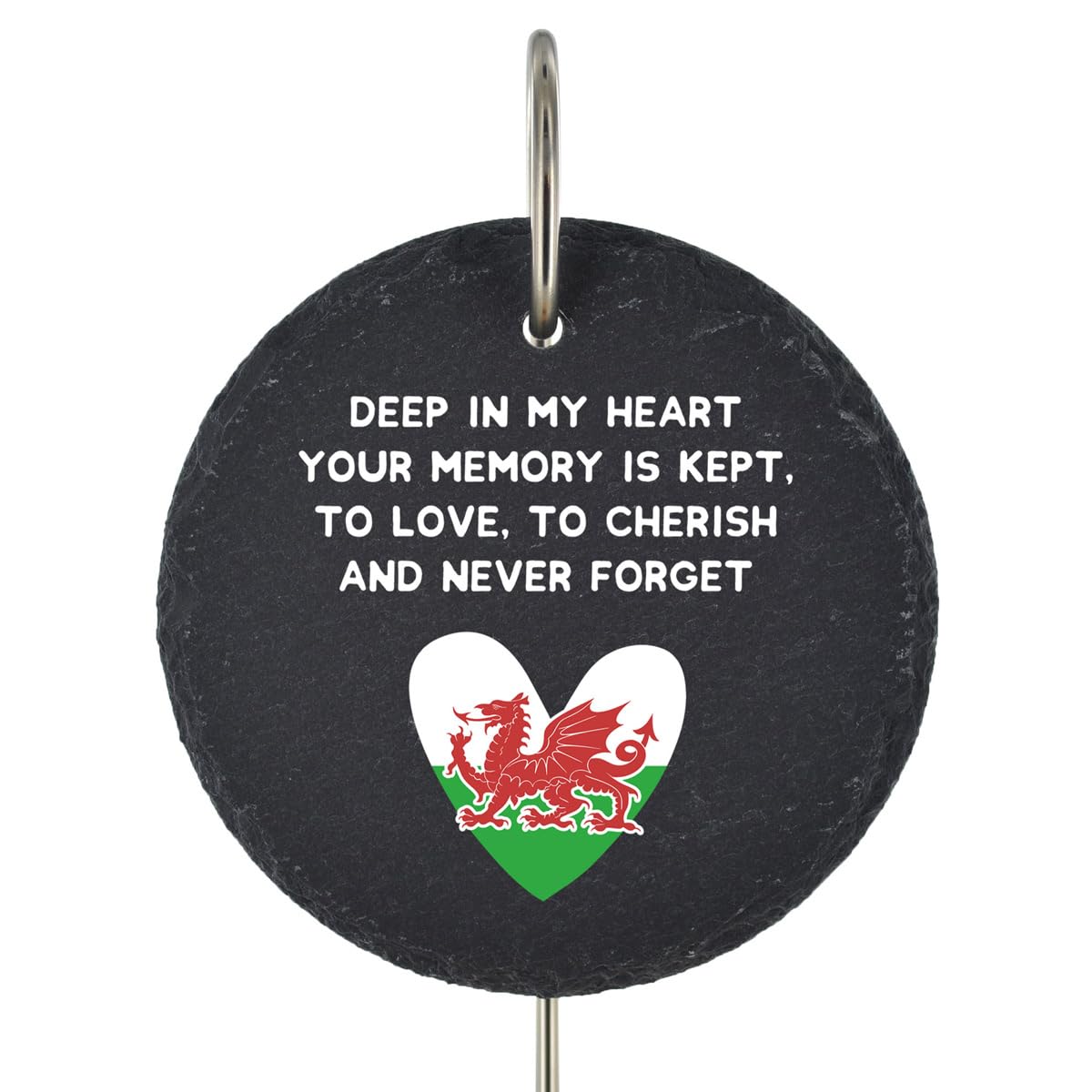 Global Designs Welsh Flag Grave Stick Marker Plaque Ornament Slate Memoriel Sentimental Tribute Graveside Decor 25x11cm