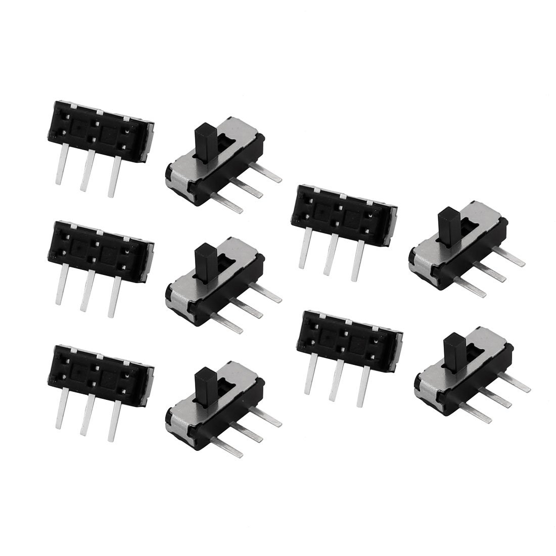 Sourcingmap 10pcs 2 Position 3P SPDT SMT Surface Mounted Devices Self Locking Mini Power Slide Switch 9mmx3mmx3mm
