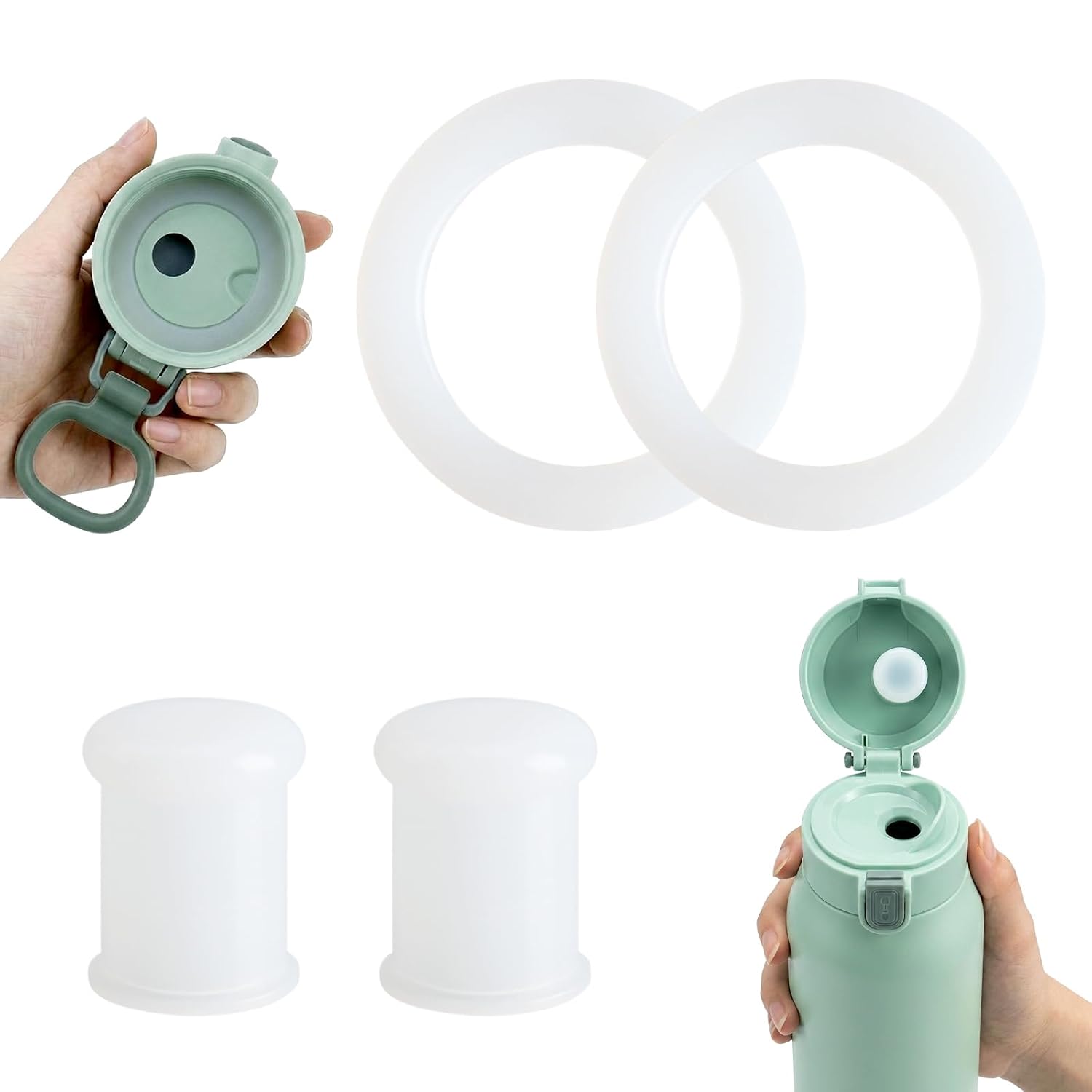 4-Piece Bottle Warmer Accessory Set, Silicone Leak Protection Plugs and Sealing Rings Compatible with Momcozy 500 ml/17 oz Portable Baby Bottle Warmer, BPA-Free