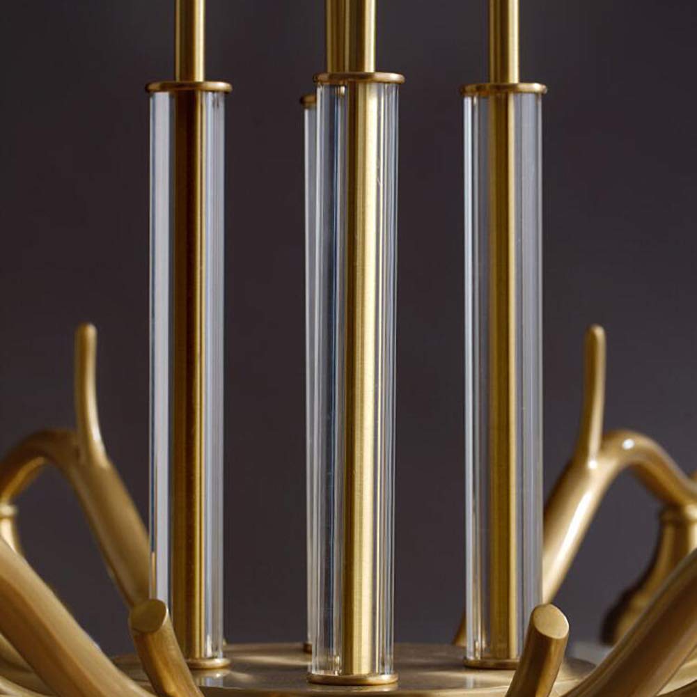 Salon Salle à Manger Lampes De Chambre à Coucher,E14 Tout Cuivre Nordic Light Crystal Chandelier Lighting,Simple Moderne Branche Originale Italienne Pendant Lighting-Cuivre 8 têtes