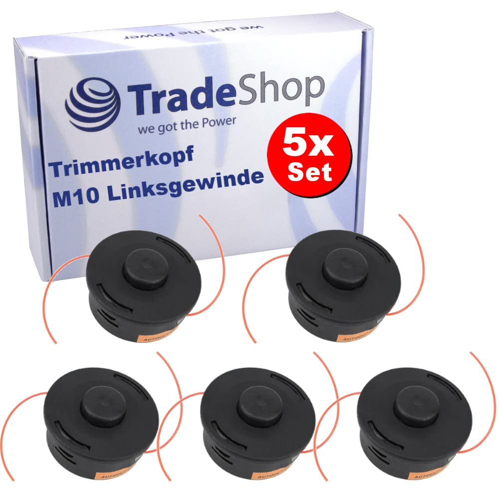 Trade-Shop - Cabezales de corte (5 unidades, M10, rosca izquierda, para Stihl FR410, C-E FR450, FR460, TC-EM FR480, FR480, C-F, FS100RX FS110, FS130, FS200, F250)